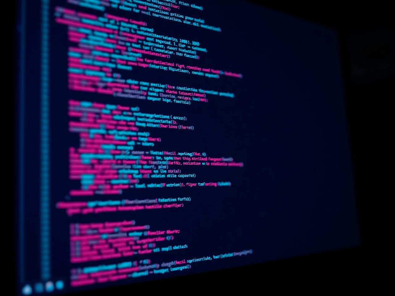 Source code on a dark display